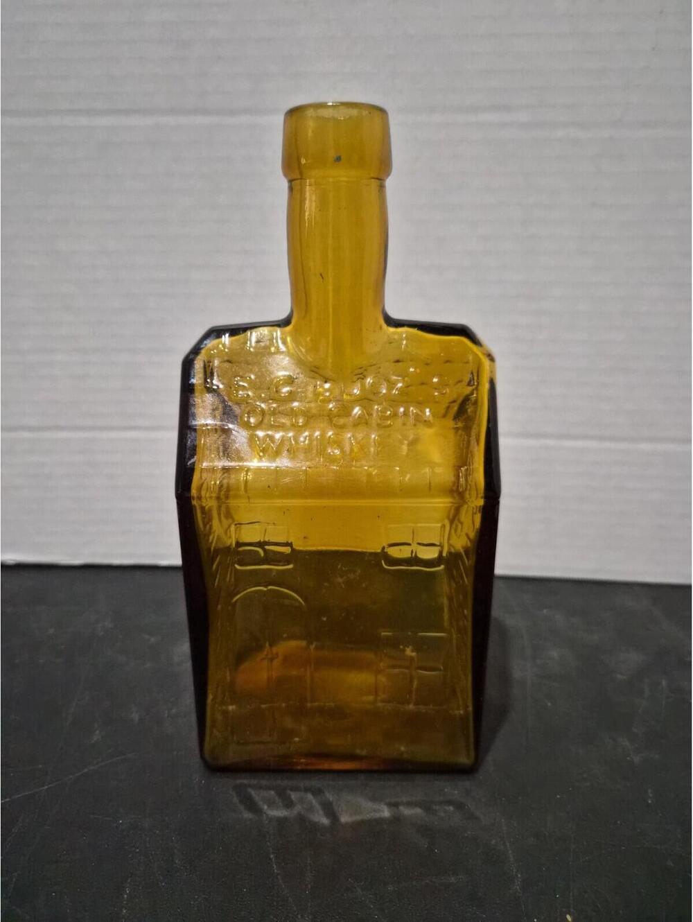 Vintage E. G. Booz's Old Cabin Whiskey 1840 | 1957 Amber Brown Glass Bottle